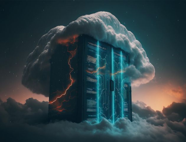 Servidor sobre uma nuvem, cloud e outra nuvem, cloud no topo